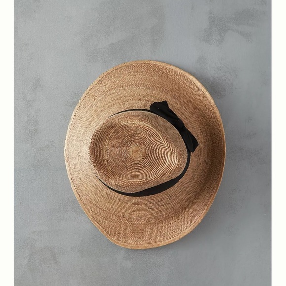COPY - Anthropologie Tula Somerset woven Palm Straw Cloche Summer Hat w/Black R… - Picture 3 of 11